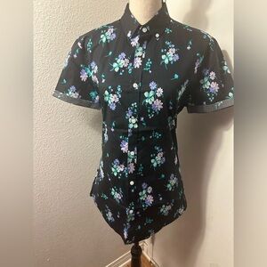 ASOS Black Short Sleeve Fitted Button Down Shirt